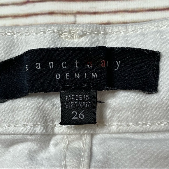 Sanctuary Denim White Skinny Jeans with Black Flames Sz 26 - Picture 8 of 12